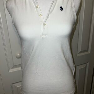 Polo by Ralph Lauren White Tank Top with Navy Logo